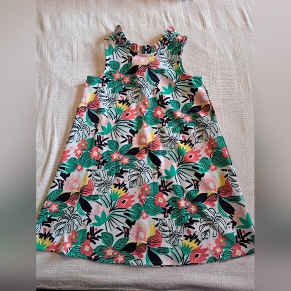 Crown & Ivy girls size 7 floral dress with ruffle collar, back collar tie, EUC - Picture 1 of 6